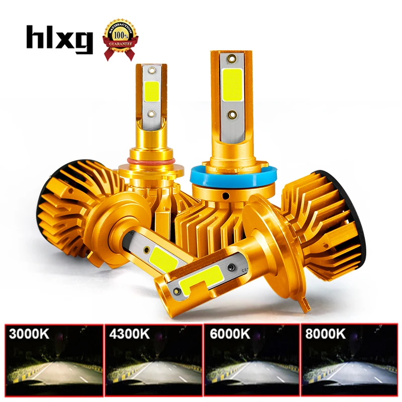 

HLXG 2Pcs Mini H4 led car lamp 4300K cob Chip H11 H8 LED H7 H3 8000K Fog Lights Bulbs Car Headlight 6000K light bulbs for cars