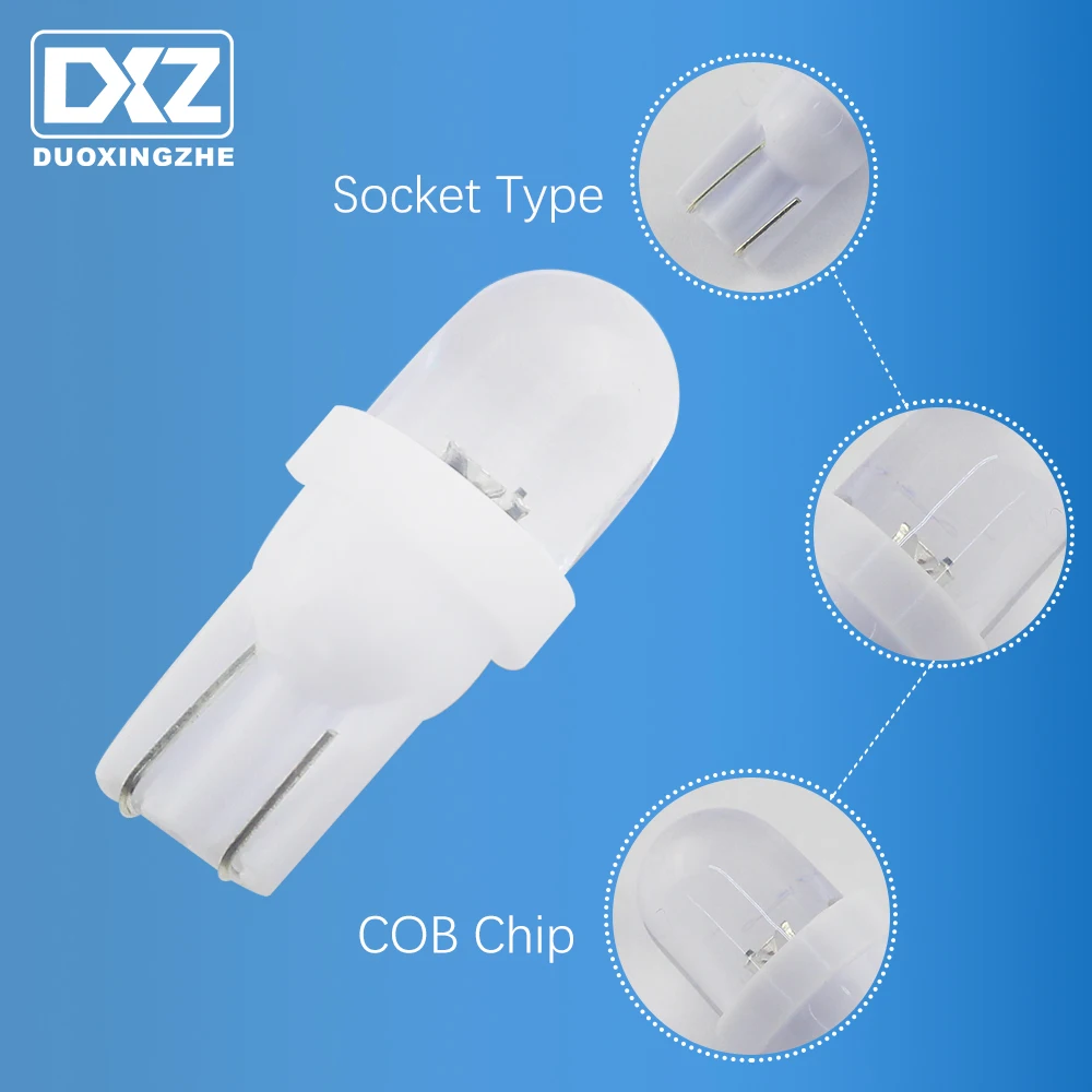 DXZ 1X Автомобильный внутренний светодиодный фонарь T10 194 168 501 W5W COB Silica CANBUS DC12V 1SMD Белый Клин боковой фонарь хвост разрешение на парковку лампы