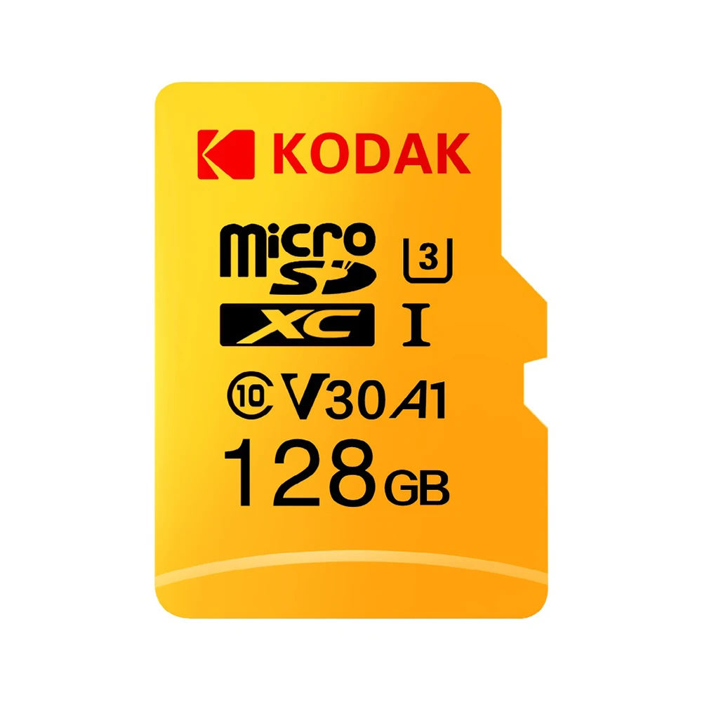 Kodak Micro SD карта, 32 ГБ, 64 ГБ 128 ГБ 256 ГБ 512 ГБ TF Карта U3 A1 V30 слот для карт памяти 100 МБ/с. чтения Скорость 4K видео запись - Емкость: 128G