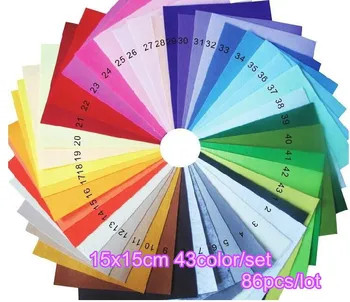 

86pcs of Multiple colors Rainbow 15x15cm Felt Pack 1mm Non-woven Fabric Material for DIY