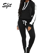 Sfit женский спортивный костюм с капюшоном, наборы для бега, Повседневная Толстовка и тренировочные штаны для бега, спортивный комплект, спортивные костюмы, одежда для тренажерного зала