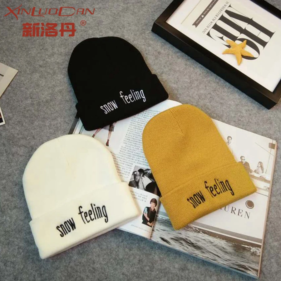 Зимняя вязаная шапка женская шапочка для Gorros Bonnet Femme вышивка Skullies Beanies черные