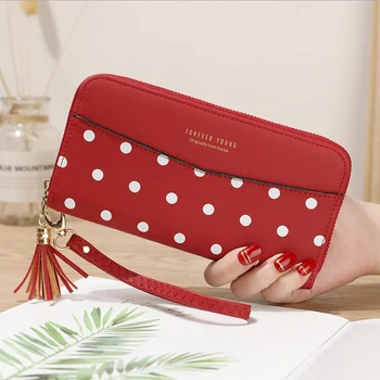 

2019 new women's wallet female long zipper Korean student dot wallet large capacity clutch bag soft wallet quality assurance