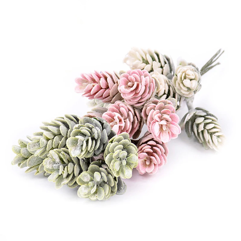 

6pcs Mini Artificial Plant Pine Cone Fake Flower Pineapple Grass Handmade DIY scrapbook Wreath Fake Plants Decoration
