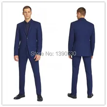 Новое поступление Королевский синий шерсть 2 шт.(куртка+ Штаны) две кнопки лацкан с тупым углом с Pick шить синий костюм для мужчин