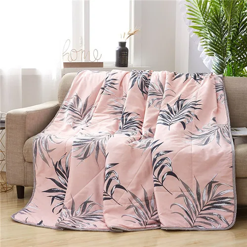 Home Watermelon summer quilts patchwork duvet 1pc grey throw blanket Freshness thin comforter ployester home bedspread 200*230cm - Цвет: pink grey leaf