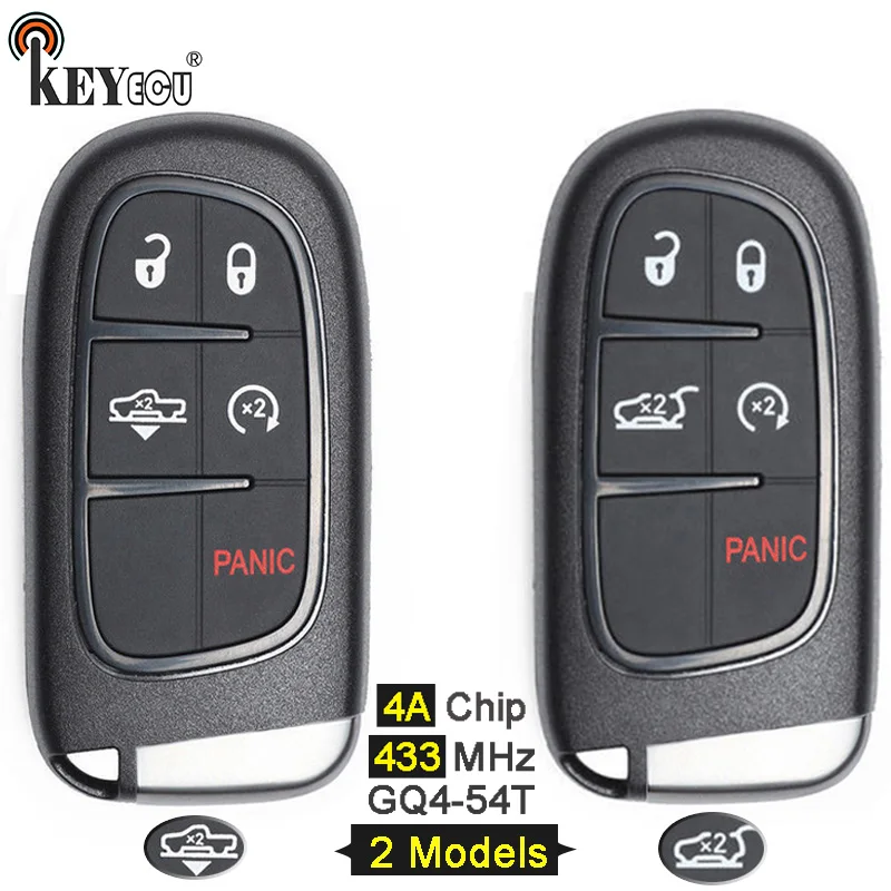 

KEYECU 433MHz 4A PCF7953M Chip GQ4-54T 4+1 5 Button Smart Remote Key Fob for Jeep Cherokee 2014 2015 2016 2017 2018 2019