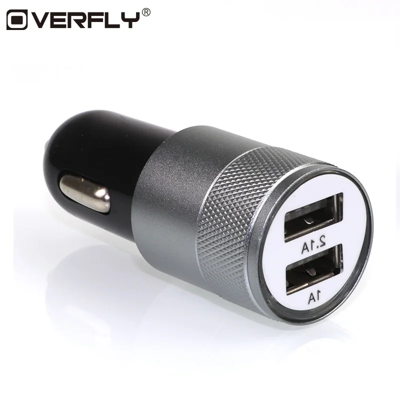 

Metal Double USB Car Charger Charging Flat Mobile Phone Charger Cone Universal Charging 2.1V Small Steel Cannon Car Charger