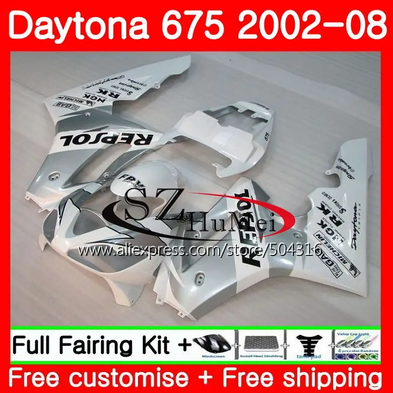 

Body kit For Triumph Daytona 675 02 03 04 05 06 07 08 87SH2 Daytona Repsol silver 675 2002 2003 2004 2005 2006 2007 2008 Fairing