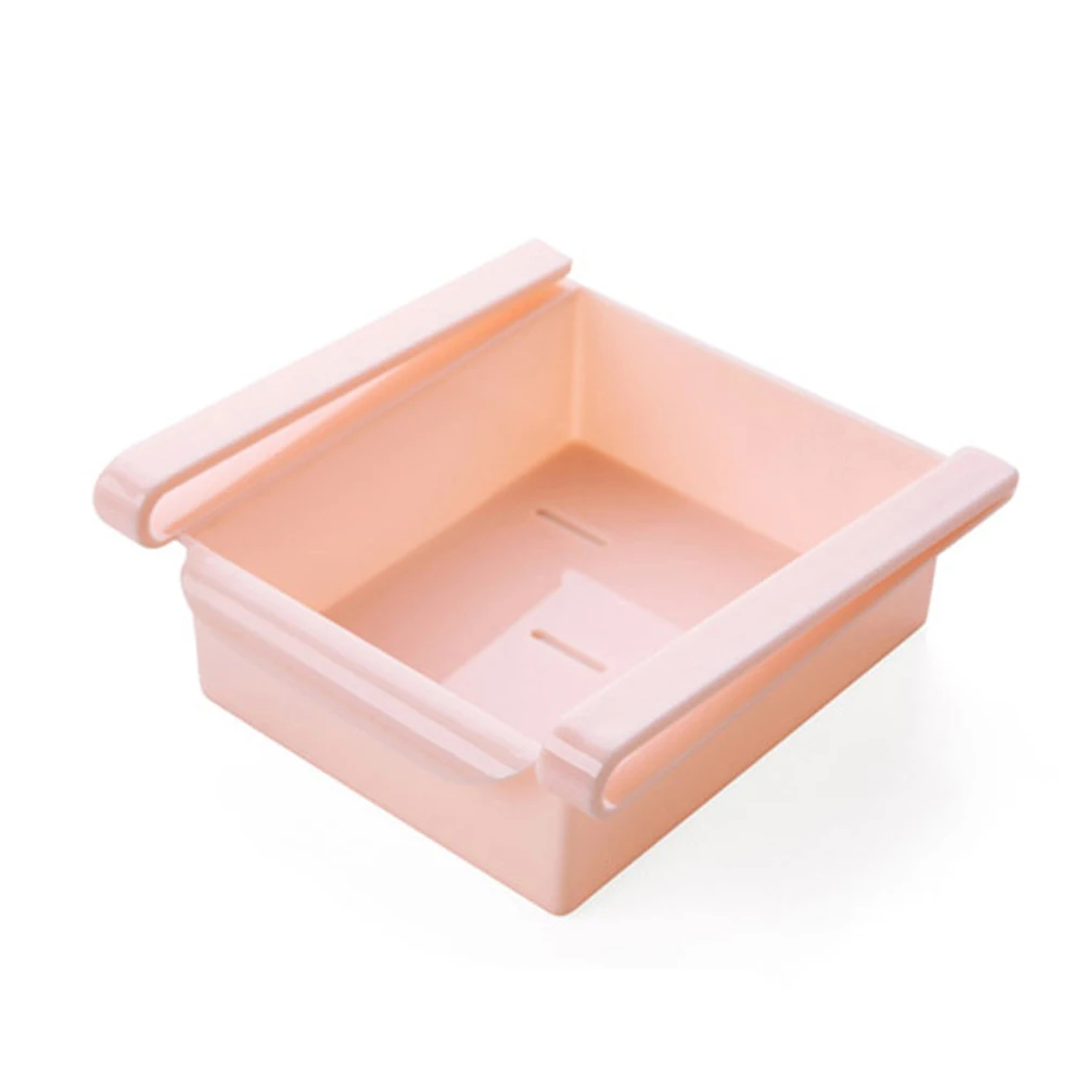 1 шт. креативные коробки для хранения пластиковый рефрижератор шкаф для хранения полка холодильника с морозильной камерой Держатель Выдвижной ящик Органайзер Экономия пространства - Цвет: Розовый