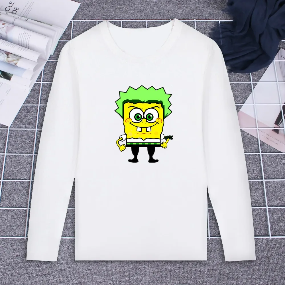 

New Long Sleeve T Shirt Spongbob One Piece Anime Cosplay Design Art Print 100% Cotton Top Tee Casual O Neck Streetwear Clothing