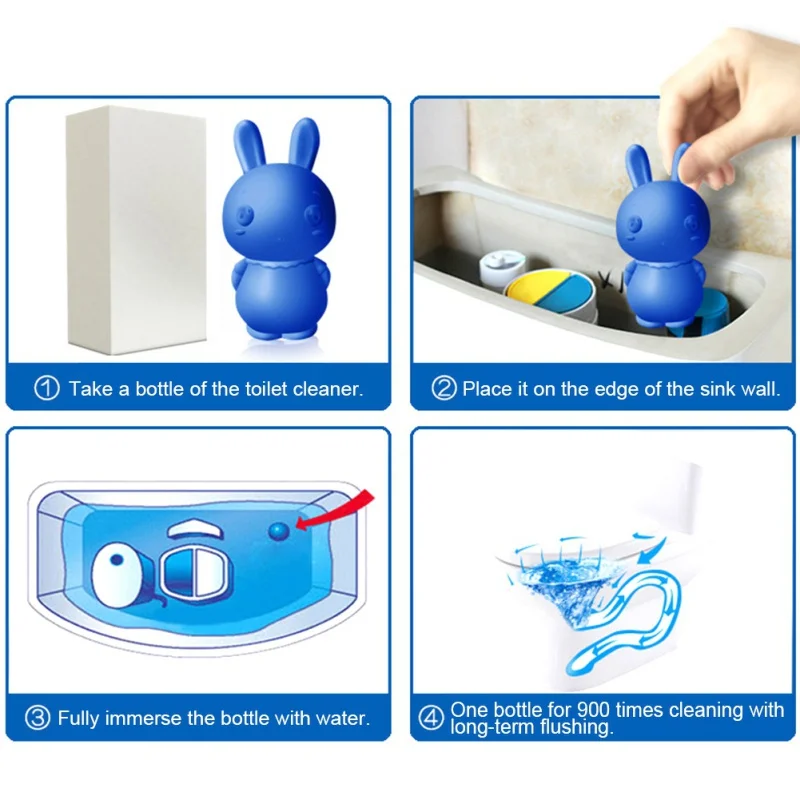 Милый синий кролик средства для чистки туалетов Волшебные автоматические флеш-средства для чистки туалетов помощник синий пузырь дезодорирующая Чистка ванная комната 65 дней использования