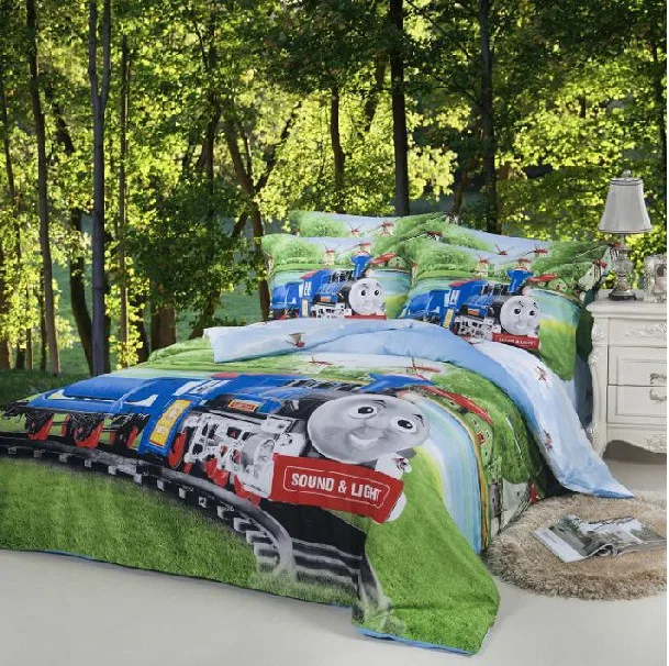 Train Kids boys cartoon bedding set children for queen size bedspread bed in a bag sheets quilt