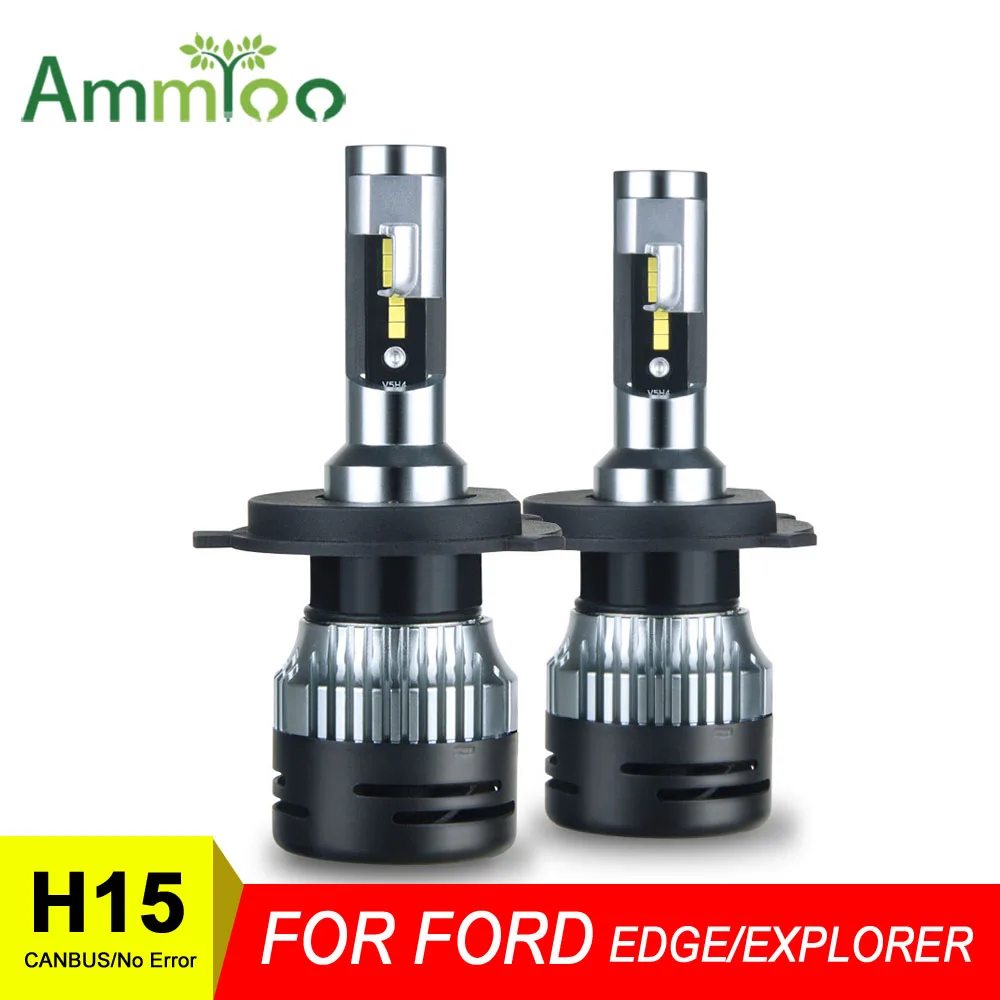 

AmmToo PLUG PLAY H15 Car LED Headlight Bulb CANBUS 12000Lm 6000K Day Time Running Light DRL Replace For FORD Edge/Explorer