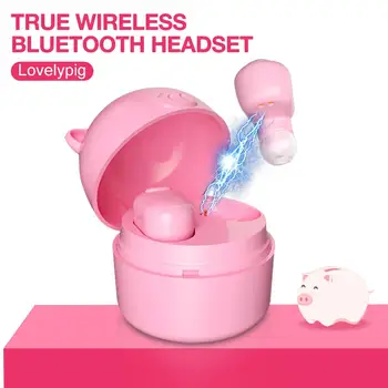 

Kuulee Lovely Pig TWS Earbuds V5.0 True Wireless Earphone Bluetooth Headset Handsfree Earphone Noise Canceling