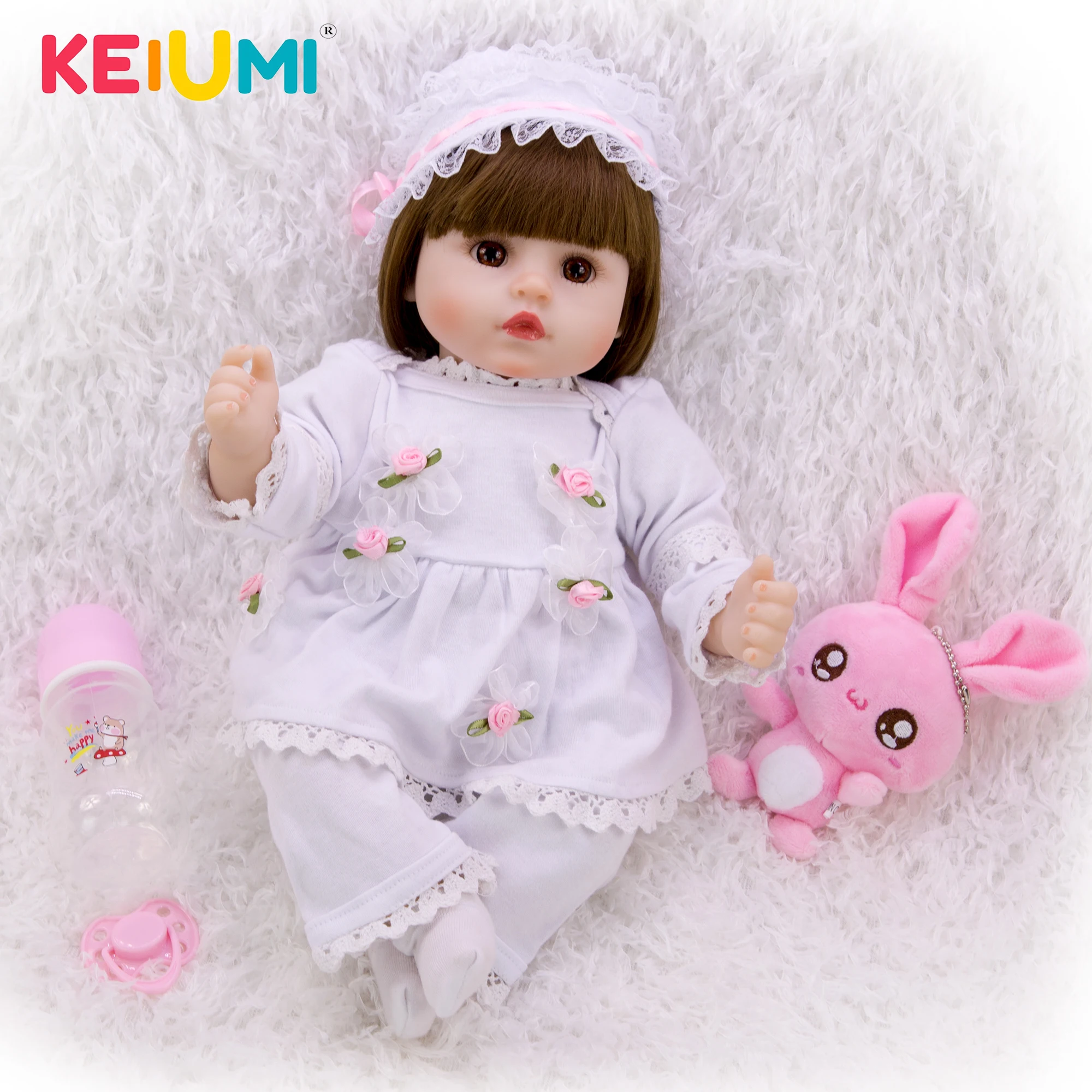 

KEIUMI Simulate Baby Reborn Dolls 18 inch Cute Soft Silicone Reborn Menina 48 cm Kids Birthday Gifts Stuffed Doll Model