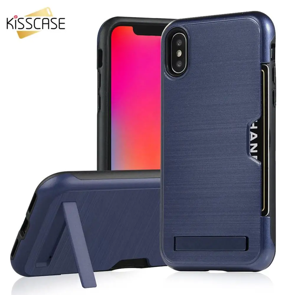 Чехол для телефона с подставкой iPhone 7 8 Plus XR X XS MAX слот карт чехол 6 6s An-ti отпечатков