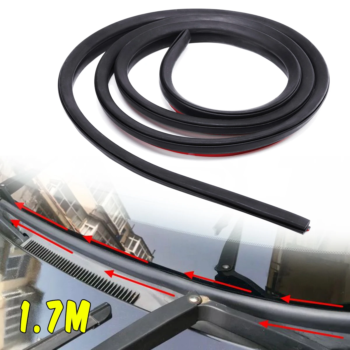 

1.7m Car Rubber Seal Under Front Windshield Dashboard Panel Sealed Trim Noise Insullation Auto Moulding Sealing Strips