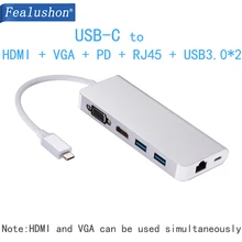 Док-станция с разъемом type C HDMI RJ45 USB power Delivery Hub для ноутбука Macbook Pro hp DELL Surface lenovo mate10 samsung