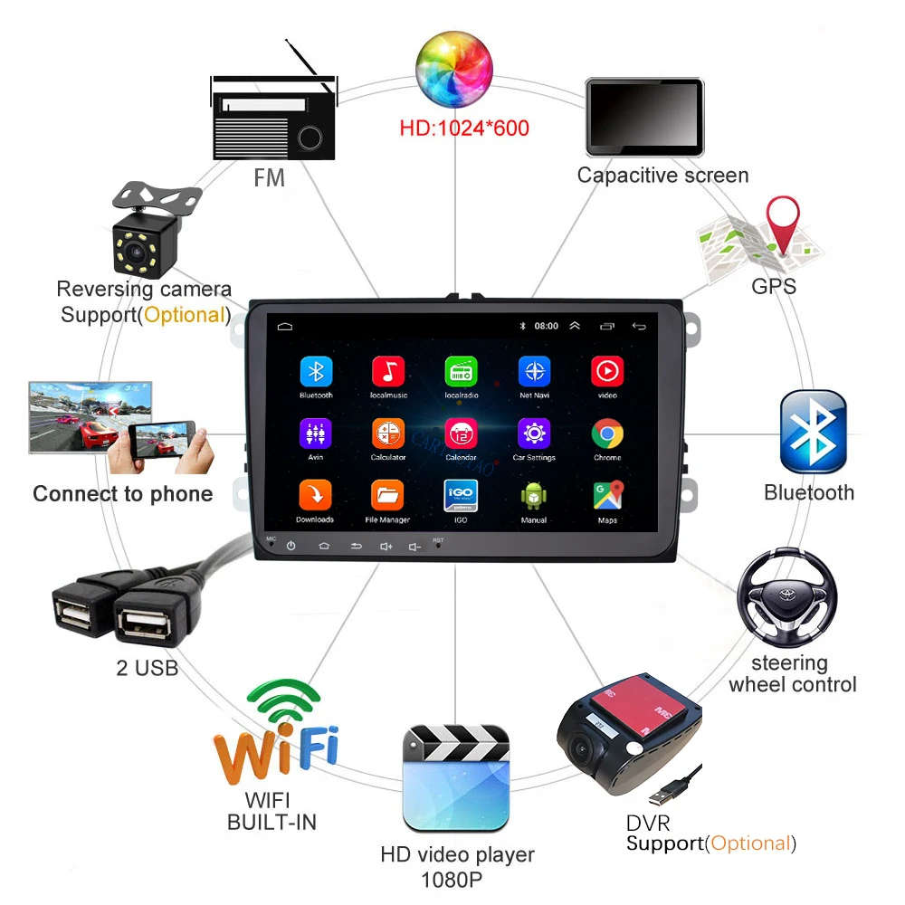 الروبوت 8.1 سيارة مشغل ديفيدي لفولكس واجن مع سيارة راديو و GPS للملاحة و HeadUnit ل جولف/بولو/سكودا اوكتافيا /باسات/اجن Magotan الروبوت 8.1 سيارة مشغل ديفيدي لفولكس واجن مع سيارة راديو و GPS للملاحة و HeadUnit ل جولف/بولو/سكودا اوكتافيا /باسات/اجن Magotan