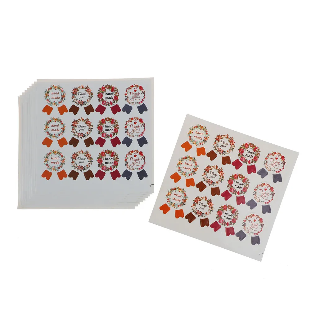 

10sheet "Hand Made With Heart"kraft Paper Seal Stickers Label Adhesive Sticker For Handmade Products Diy Bakery Packsge