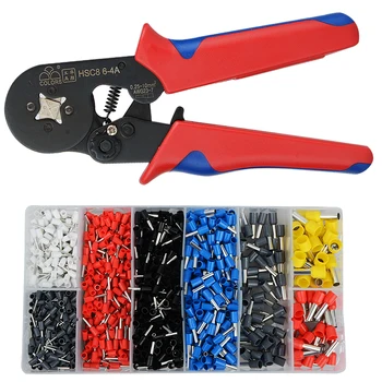 

GTBL Crimper Plier Set 0.25-10mm2 Self-adjustable Ratchat Wire Crimping Tool with 1200 Wire Terminal Crimp Connector Insulated