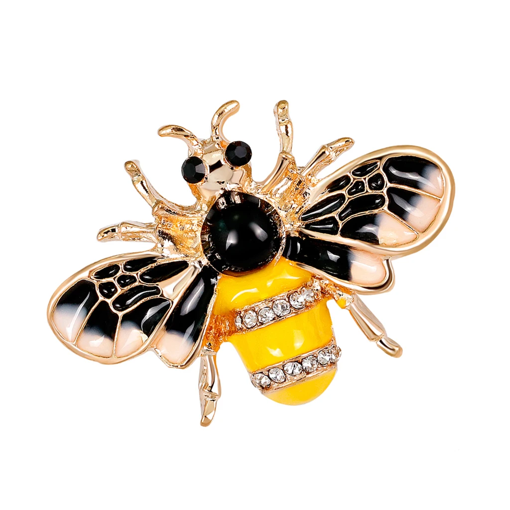 2 Pieces Cute Honeybee with Rhinestone Paved Bug Brooch Insect Lapel Pin Boutonniere Collar Badge Jewelry