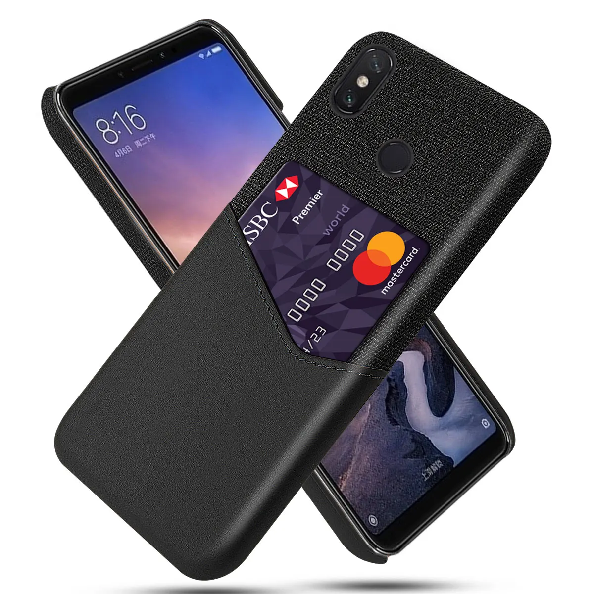 

Luxury Leather Hard Cloth With Card Protective Phone Cases for Xiaomi Max3 Max 3 Back Cover