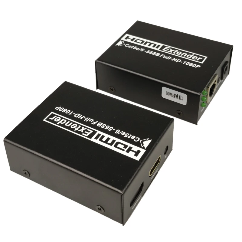  HDMI Extender 1080P 196Ft (60M) By Single Cat 5E/6/ Cable lossless and no delay Support 1080P @ 60H