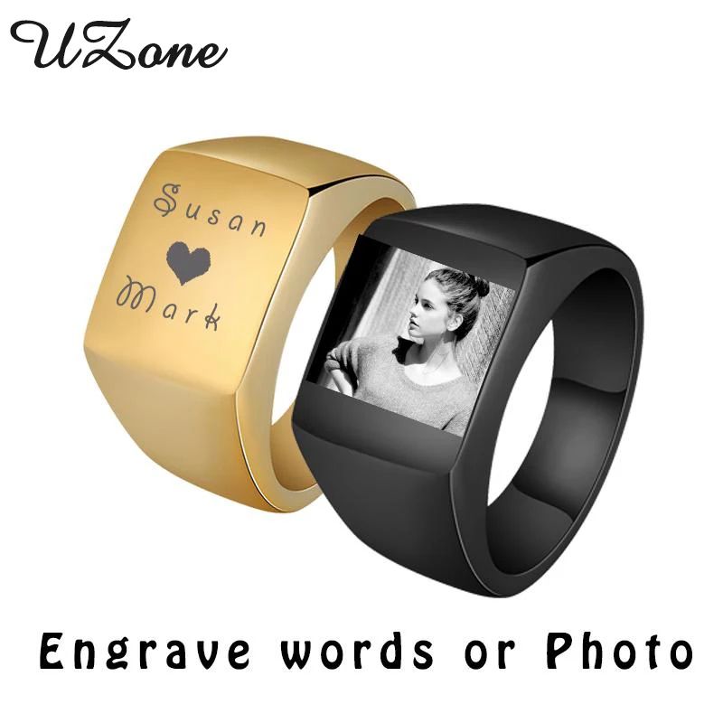 

Personalize Engrave Name Midi Ring Stainless Steel Mens Signet Rings Luxury seal muzhskaya For Men Gift