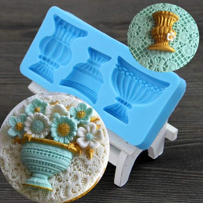 

New Arrival 1PCS Pots Fondant Cake Decorative Mold Flower Series 3D Silicone Chocolate Mould Cake Decor Fondant Tools FM373