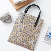 MENOGGA Ecobags новая хлопковая сумка Ретро дизайн парча узор хаки многоразовая хозяйственная сумка унисекс сумка для продуктов