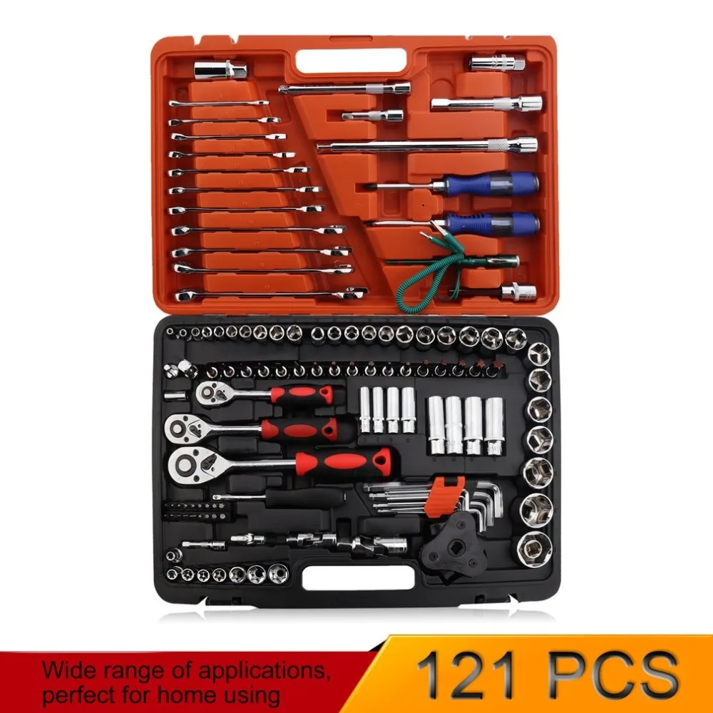 

UK Portable 121pcs/Set Home Repair Hand Tool High Precision Screwdriver Spanner Ratchet Socket Set Tool With Carry Case G-10003