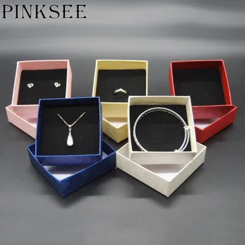 

PINKSEE 1Pc Jewelry Display Box Earrings Ring Necklace Bracelet Storage Boxes Organizer Gift Carrying Cases 5 Colors