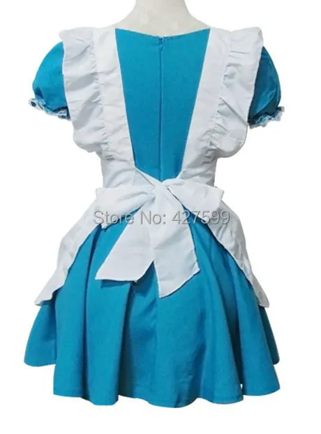 Синий Рубашка с короткими рукавами Милый хлопковый костюм горничной равномерное платье костюмы на Хэллоуин