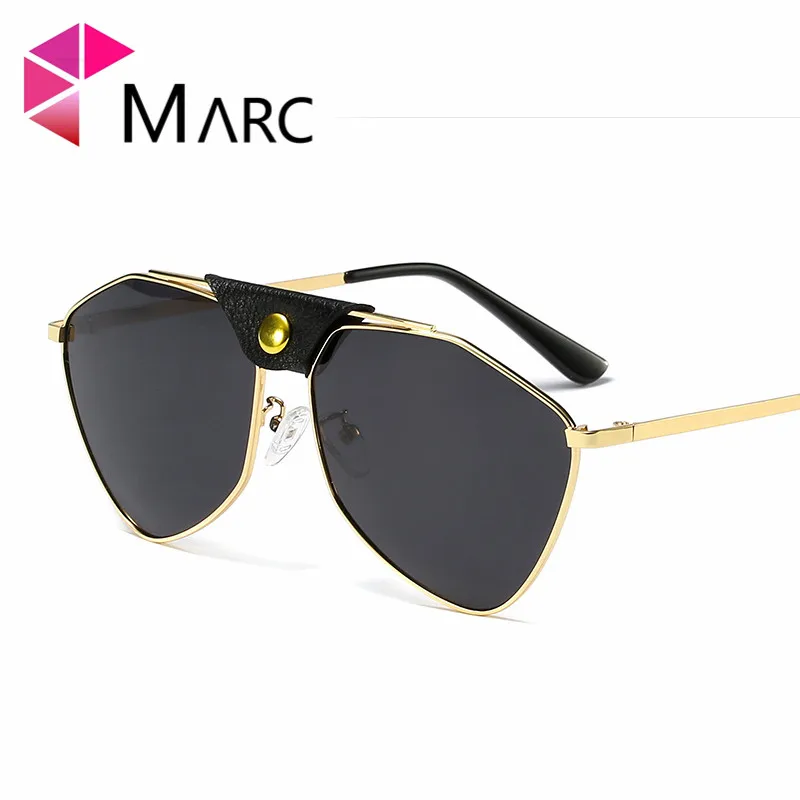 

MARC 2019 Trend Women Sunglasses Men Metal glasses Pilot eyewear UNISEX Brown Silver Mirror Lens Personailty Brand Shield