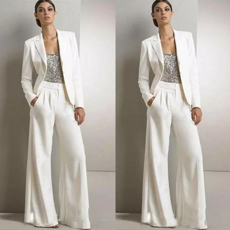 2019 Modest Two Pieces Mother Of The. pant suits for wedding guest. 