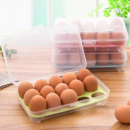 

Single Layer 15 Grids Eggs Holder Box Plastic Airtight Container Plastic Storage Case 25cm x 15cm x 7cm