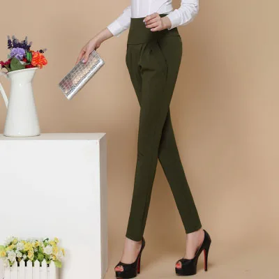 Весенние женские брюки европейского стиля размера плюс S-6XL, штаны-шаровары с эластичным поясом, брюки-карандаш с карманами, Брендовые женские Капри - Цвет: Army Green