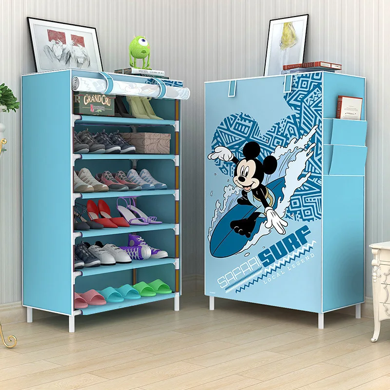 

6 Tiers Nonwoven Shoe Cabinet Zipper Closure Reinforced Steel Tube Assembly Storage Shoe Organizer Rack Dustproof Home Furniture