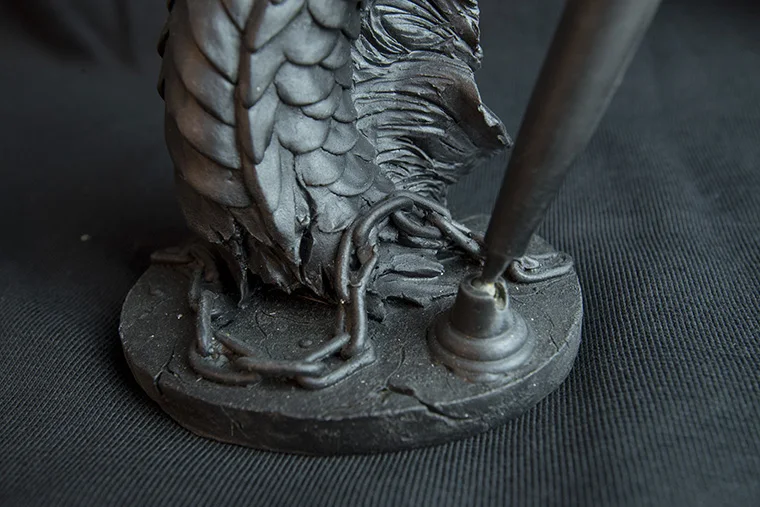 Ручная гравировка произведение искусства черный дракон West Norse подсвечник ручка Набор Модель статуя Готический декоративные ремесла