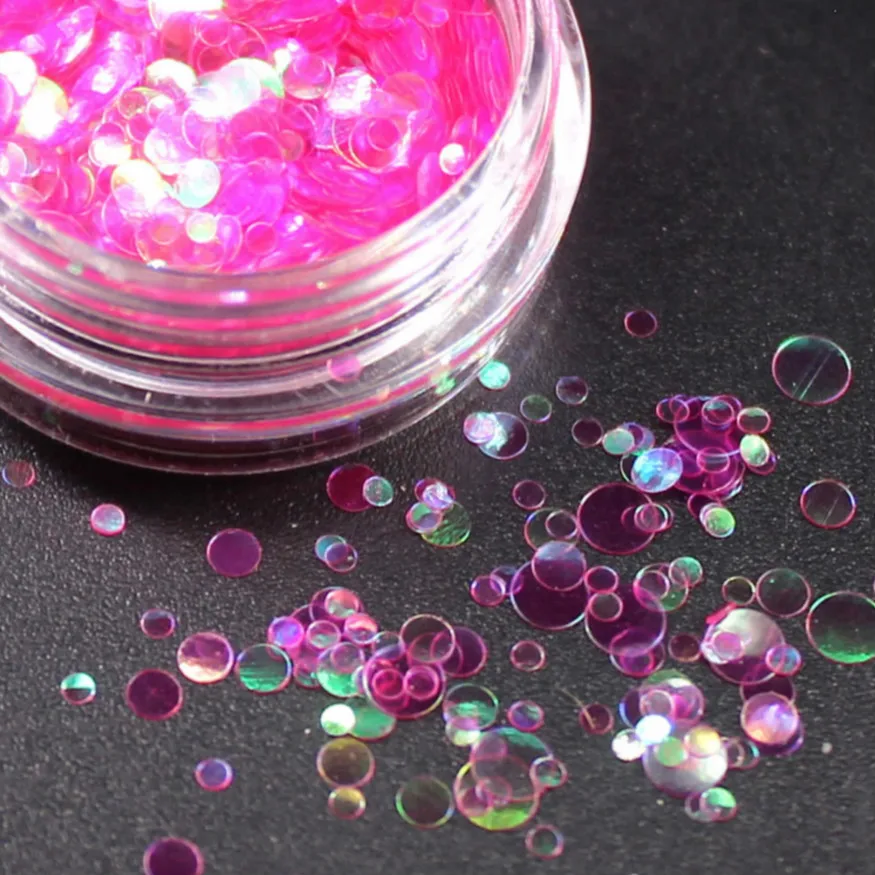 

1Box Shiny Round Ultrathin Sequins Colorful Nail Art Glitter Gel Polish Manicure Nails UV Decorations Chrome Pigment Nail Powder