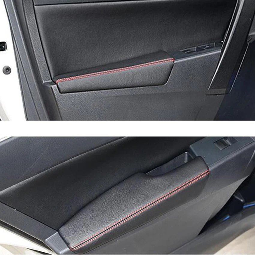 Warm House Fit for Toyota Corolla 2014 2015 2016 2017 Car Interior Door Armrest Cover Shell Trim PU Leather Anti-Scratch Overlays Styling Color Name : Black Sewing 