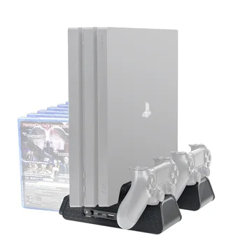 

PS4 Accessories for PlayStation 4/Slim/Pro Console Vertical Stand Cooling Fan Joystick PS4 Controller Charger Game Disks Storage