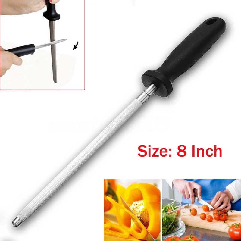 8inch 20.3cm Steel Diamond Sharpening Steel Rod Sharpener Stone Kitchen Tool