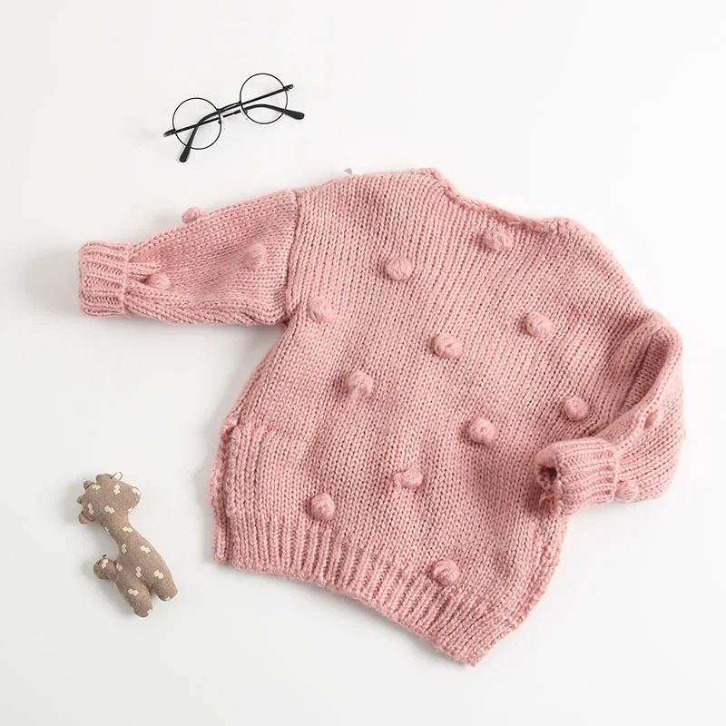 MYUDI/свитер для маленьких мальчиков и девочек детский осенний кардиган с помпонами, вязаный Топ, пальто Одежда для новорожденных