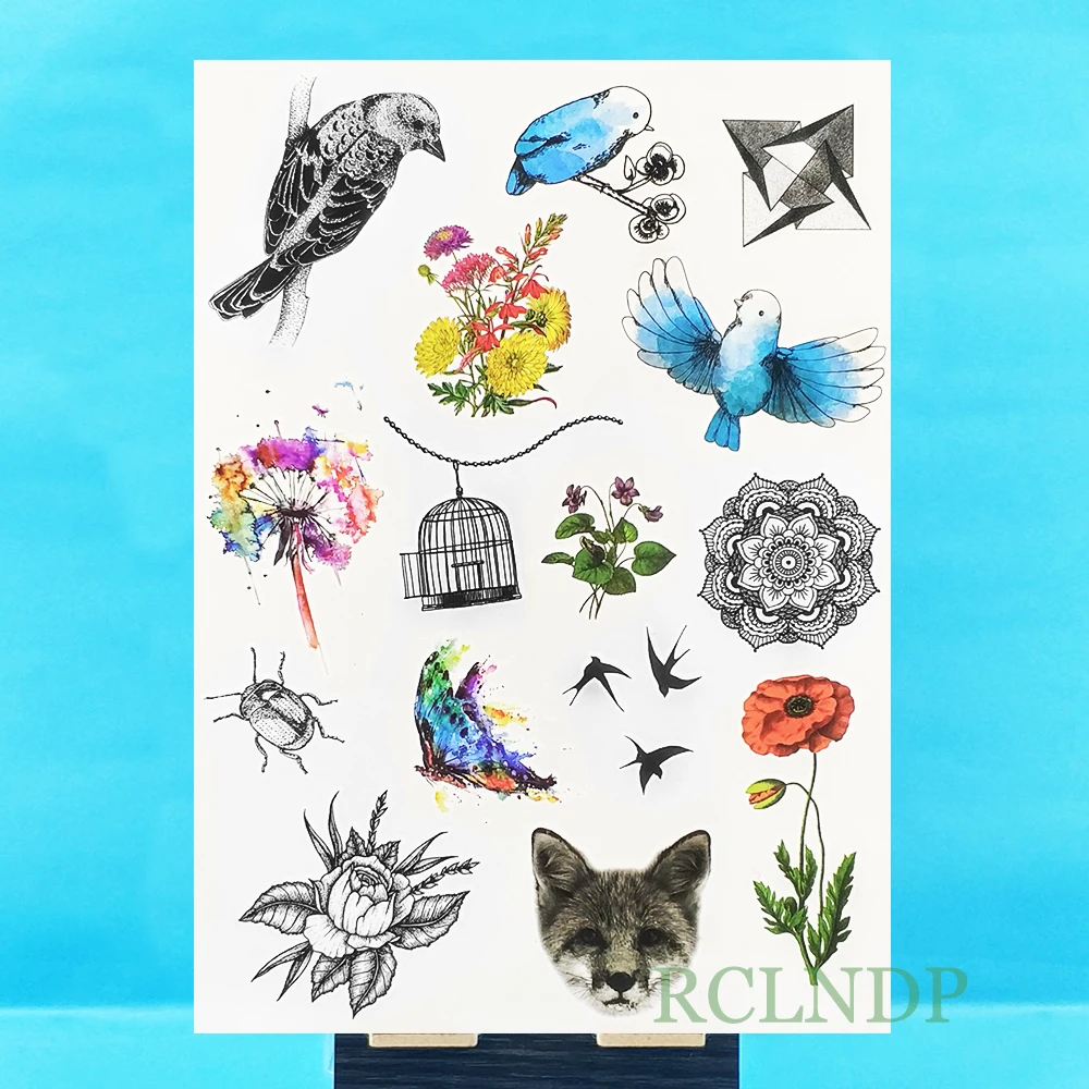 

Waterproof Temporary Tattoo Sticker on body bird animal flower tatto stickers flash tatoo fake tattoos for women girl