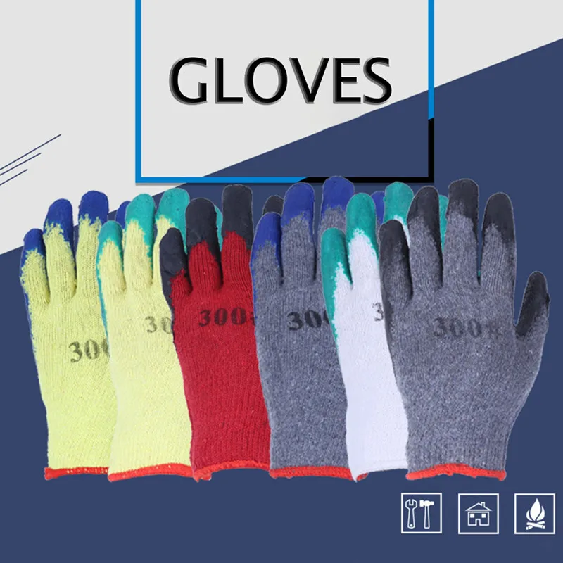 1 Pair Working Gloves Latex Rubber Work Safety Gloves Anti-Skidding Gloves Waterproof Garden Repairing Builder Gloves