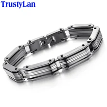 Trustylan Мода 10 мм широкий Для мужчин браслет Нержавеющая сталь звено цепи Для мужчин S Браслеты рок ювелирных аксессуаров bracciali Uomo