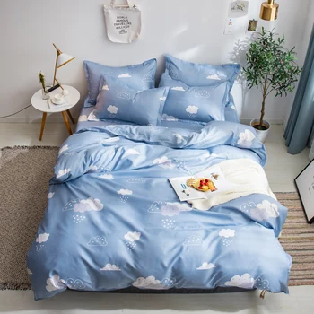 

Cartoon Cloud Duvet Cover 3/4 pcs Bedding Set Adult Kids Child Soft Skin Bed Linen Single Full Double Queen King Size bedclothes